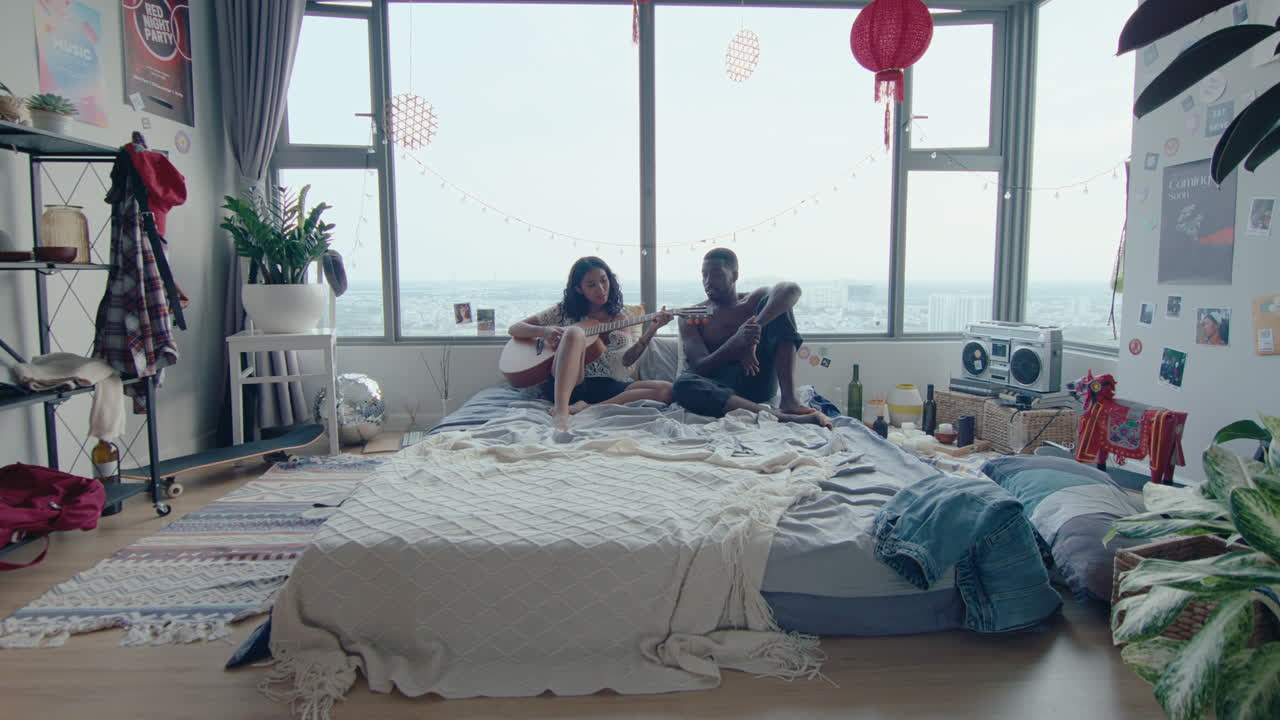 Man Enjoying the Song of His Girlfriend at Home