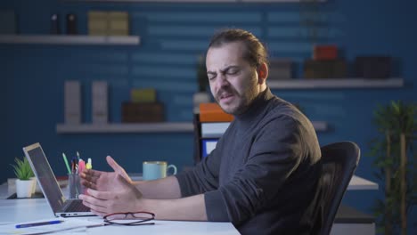 businessman with aversion to work is upset.