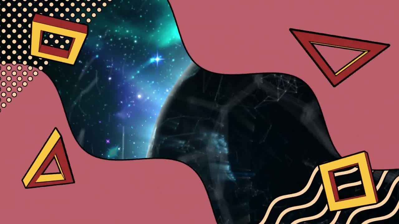 animación de formas retro abstractas con redes de conexiones