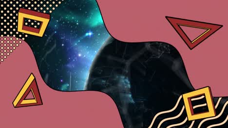 animación de formas retro abstractas con redes de conexiones