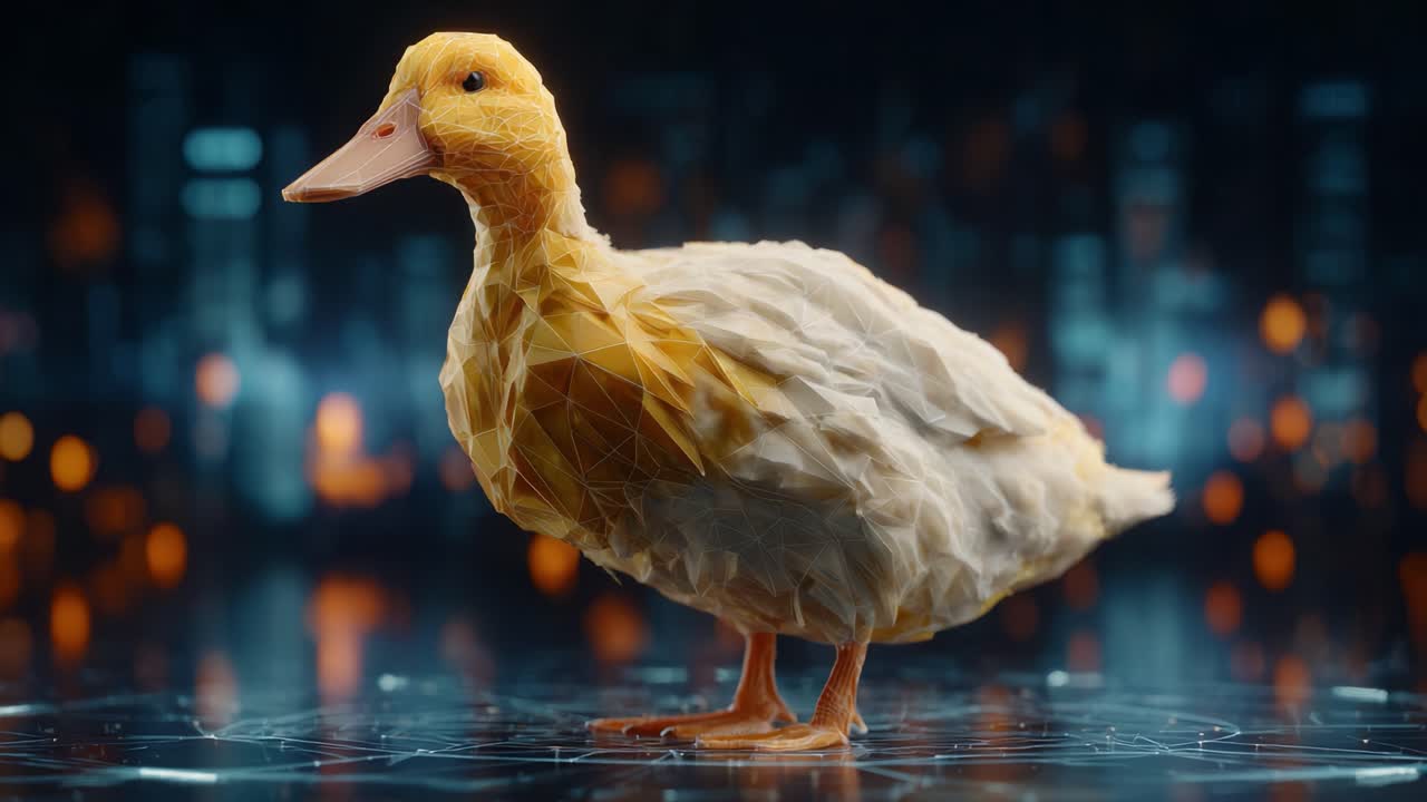 A Beautifully Crafted Low-Poly Rendering of a Duck, Showcasing a Unique Blend of Art and Nature in a Stunning Digital Environment