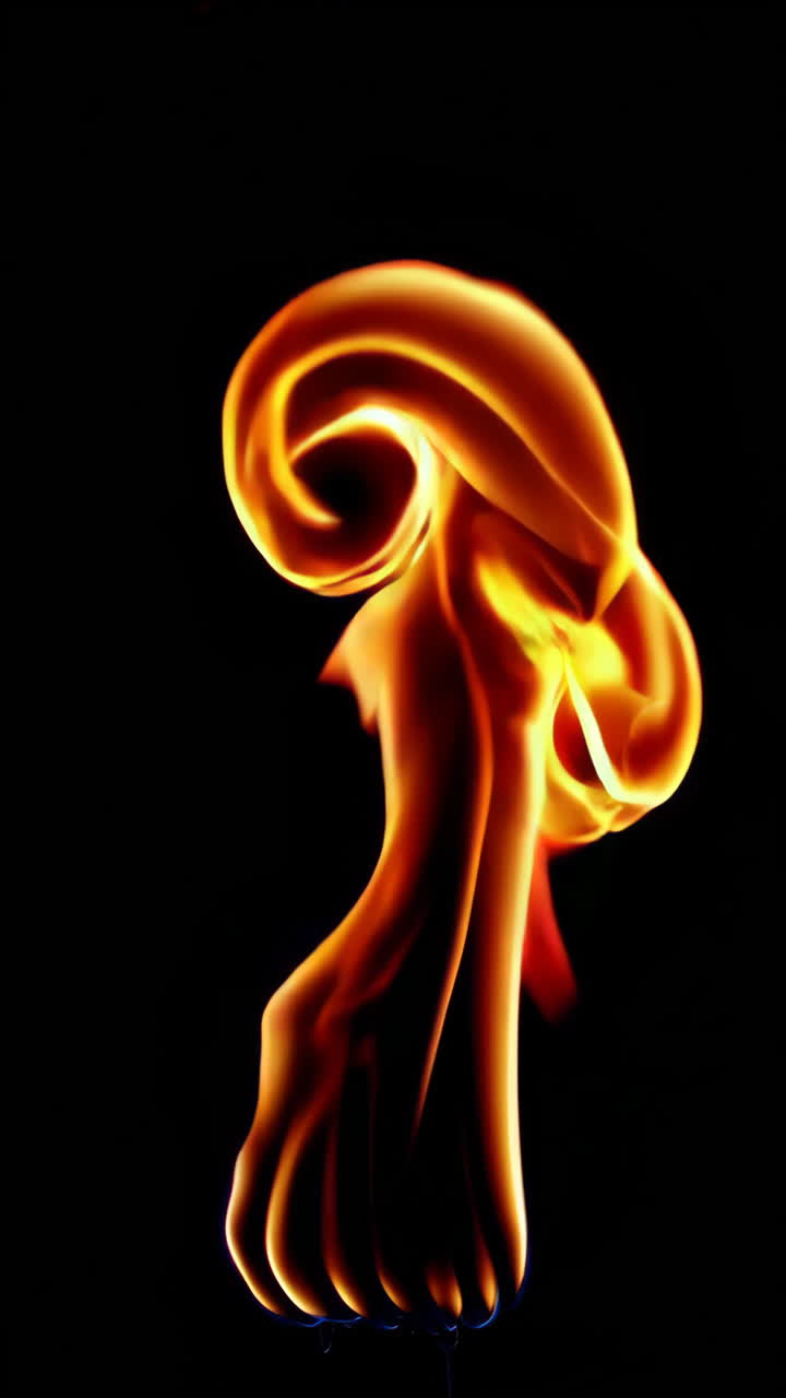 Abstract Dynamic Flames on Black Background