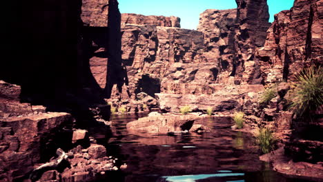 red rock canyon with stream