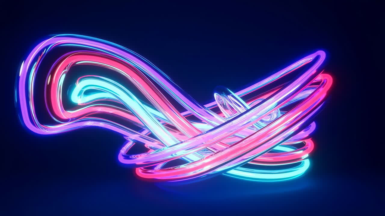 Linee astratte al neon vibranti che scorrono su sfondo scuro