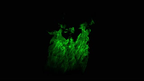 isolated green flames flicker and burn with magical intensity on black background. perfect fantasy or supernatural vfx element for spells or potions