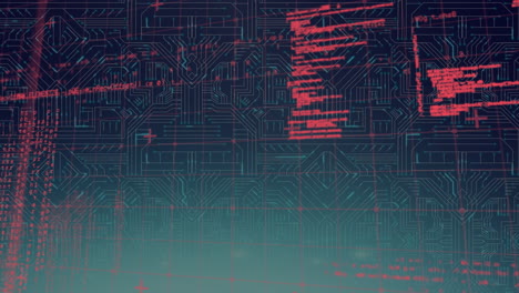 animación digital del procesamiento de datos contra las conexiones de microprocesador sobre un fondo azul degradado
