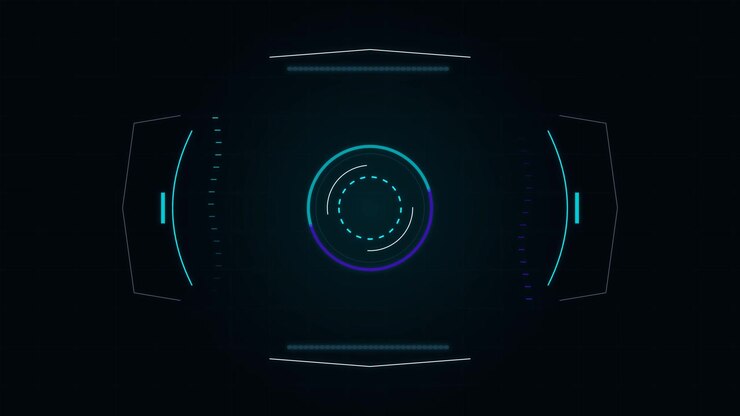 Futuristic Digital HUD Interface With Rotating Circular Elements
