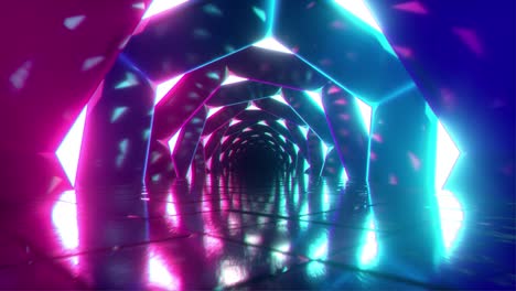 volando a través de un corredor de neón luminoso