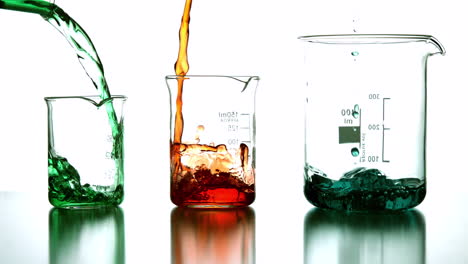 chemical liquids pouring into beaker