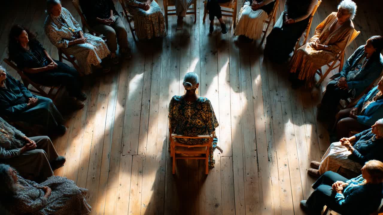 A Gathering of Wisdom: Observing a Transformative Moment Among Elders in Circle, Highlighting Connection, Reflection, and Shared Experience in a Serene Environment