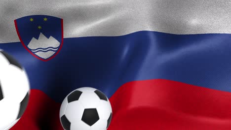 bandera de eslovenia con pelotas de fútbol