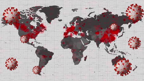 animation of virus cells over world map