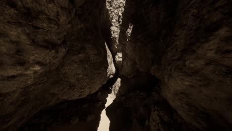 narrow canyon with sunlight streaming through