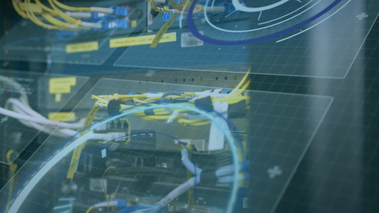 Animation of digital interface over server room