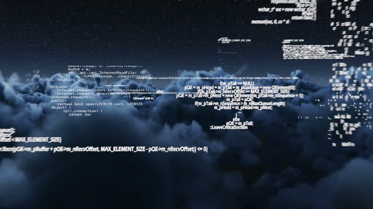 Binary code against white clouds 4k