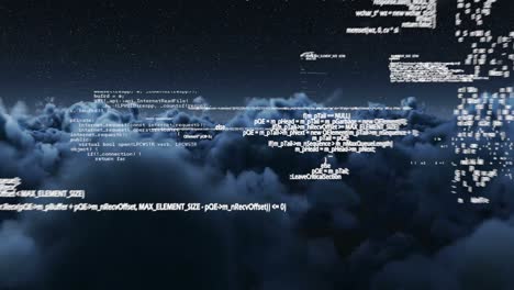 binary code against white clouds 4k