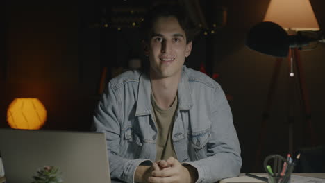 young man working late at night