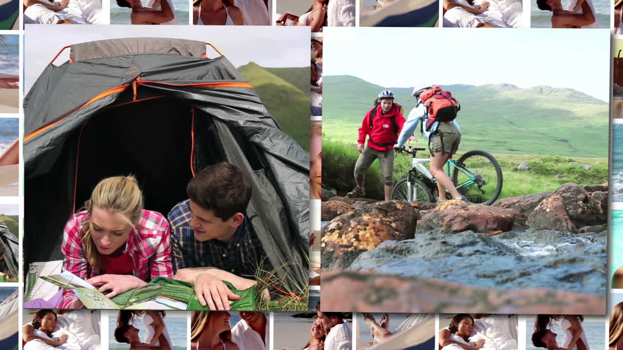 montaje de animación de aventuras y vacaciones en la playa