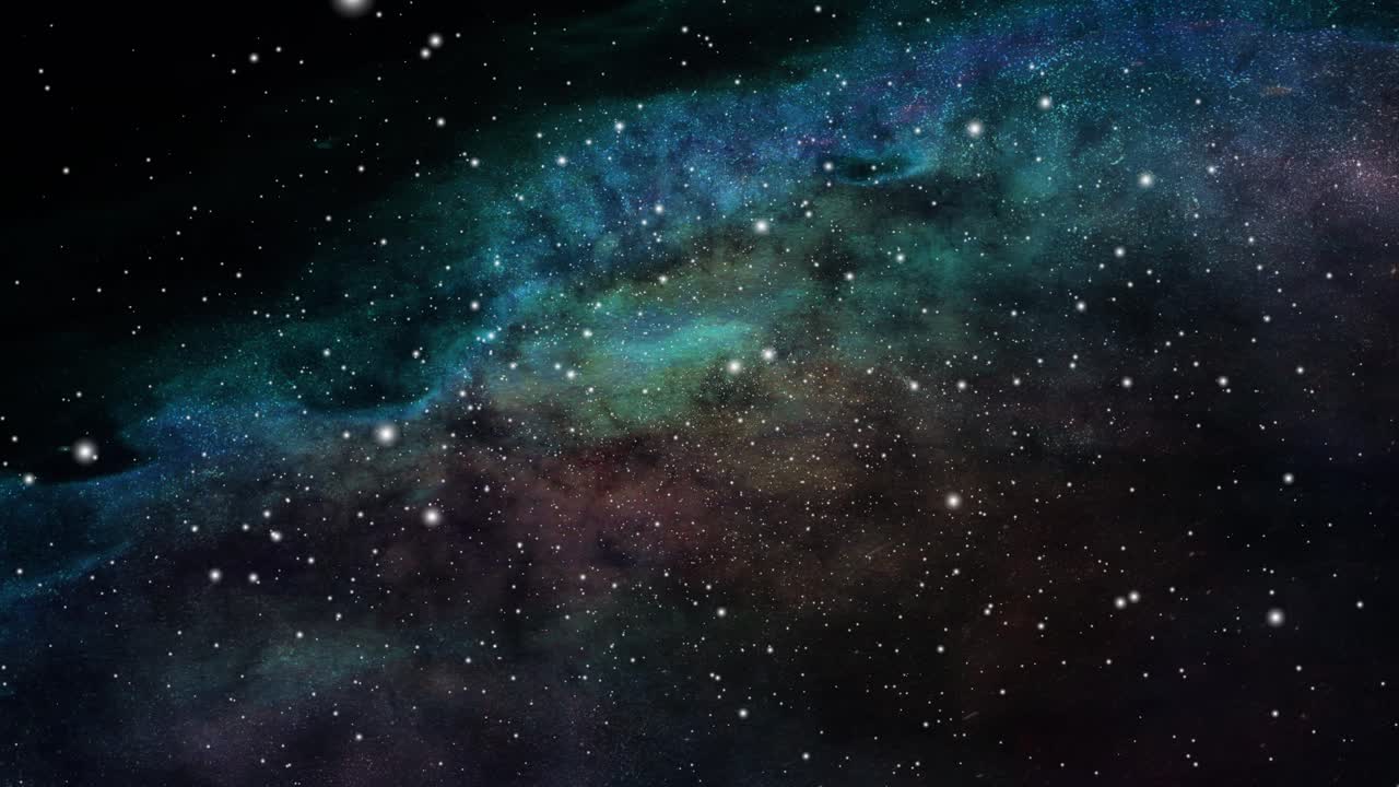 우주 주위를 별과 함께 회전하는 움직이는 성운 구름