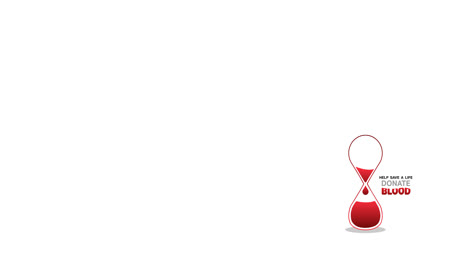 Animation-of-save-a-life-donate-blood-text-with-blood-hourglass-logo,-on-white-background