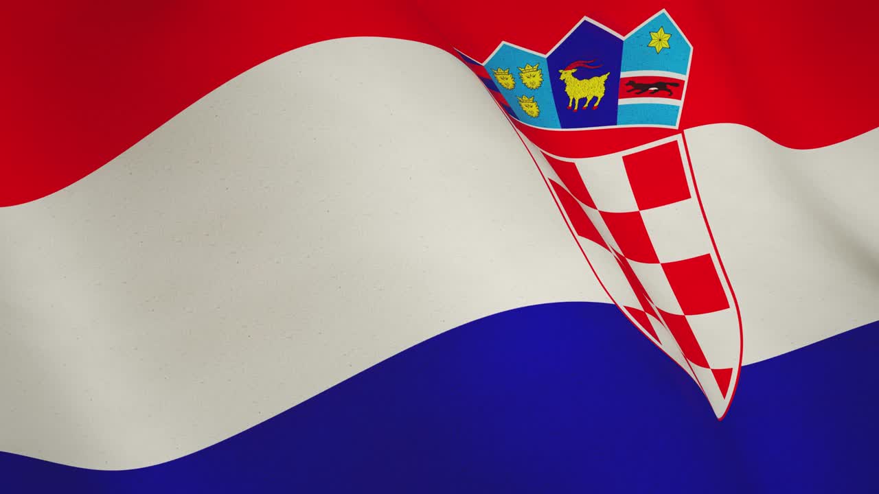 크로아티아 국기가 흔들리는 배너 영상 - 시엄리스 루프 비디오 애니메이션