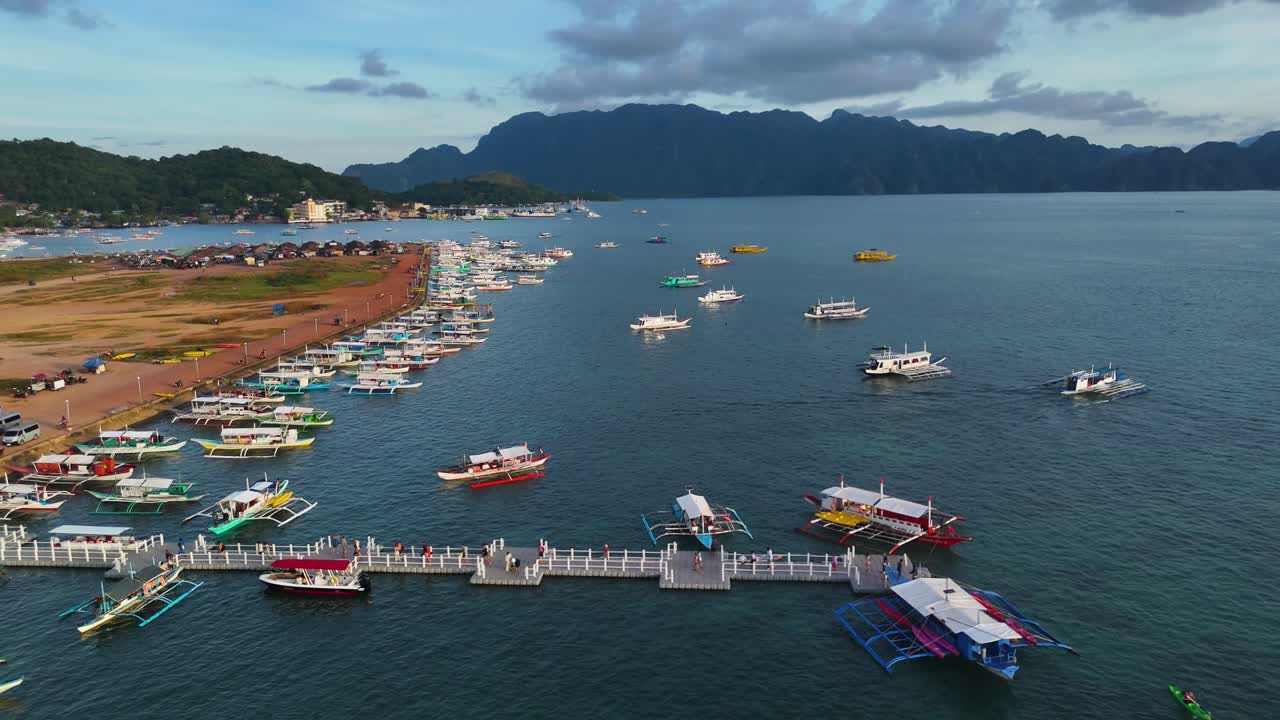 Colorful Boats at a Coastal Port in the Philippines