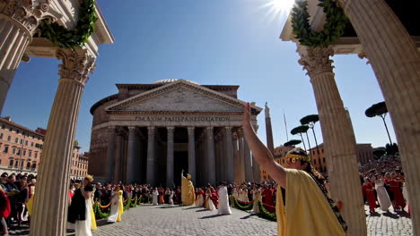 historical reenactment at the pantheon in rome