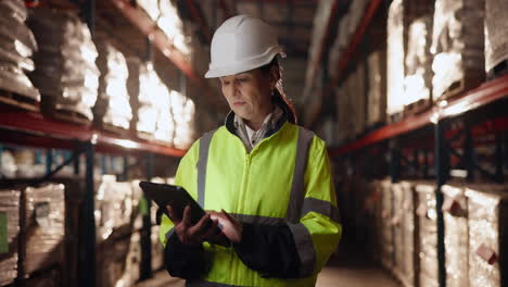 trabajador de almacén que utiliza una tableta para la gestión del inventario