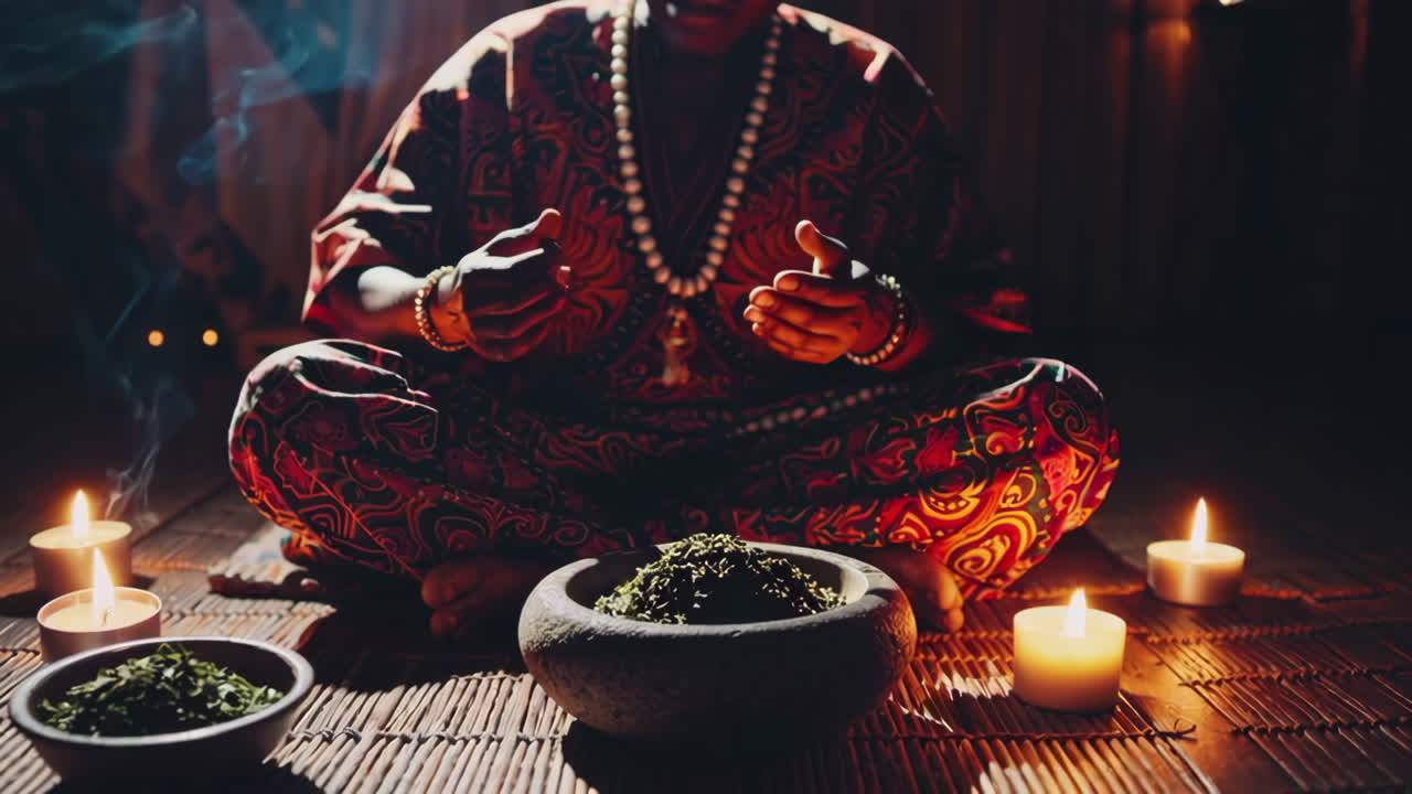 Spiritual Ritual with Tea and Candles