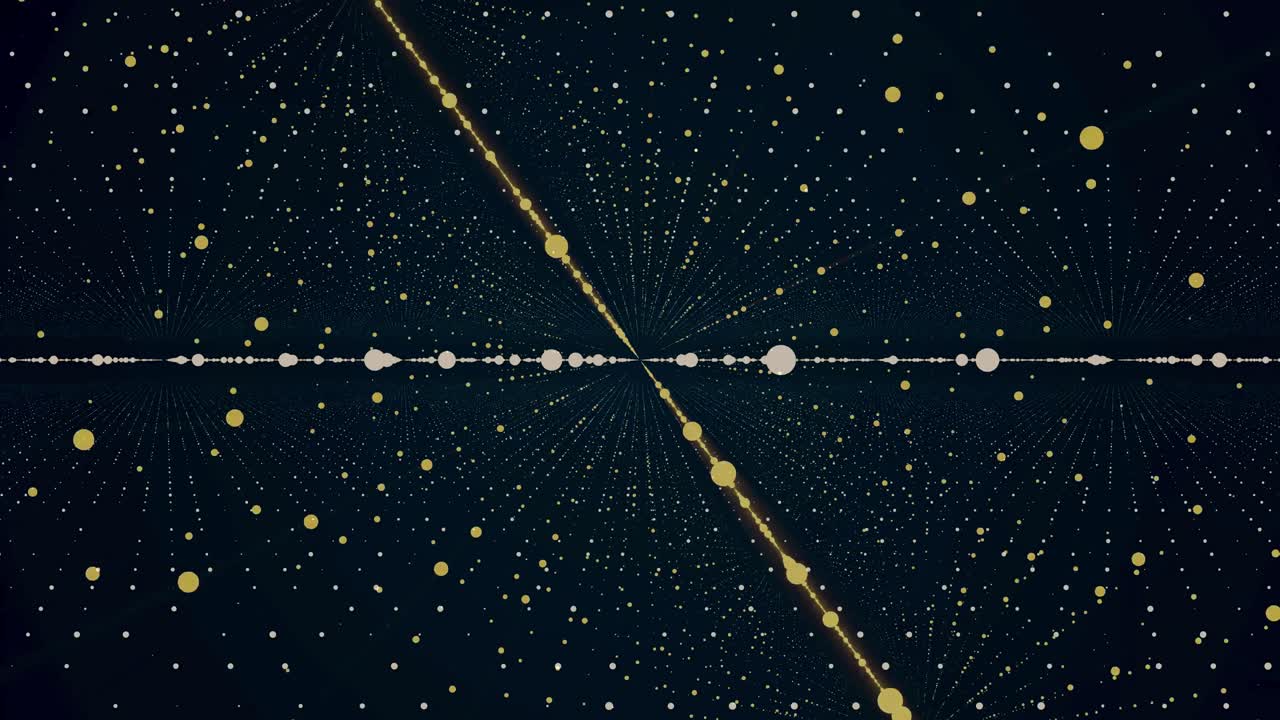 빛나는 선과 점이 있는 추상적인 기하학적 패턴