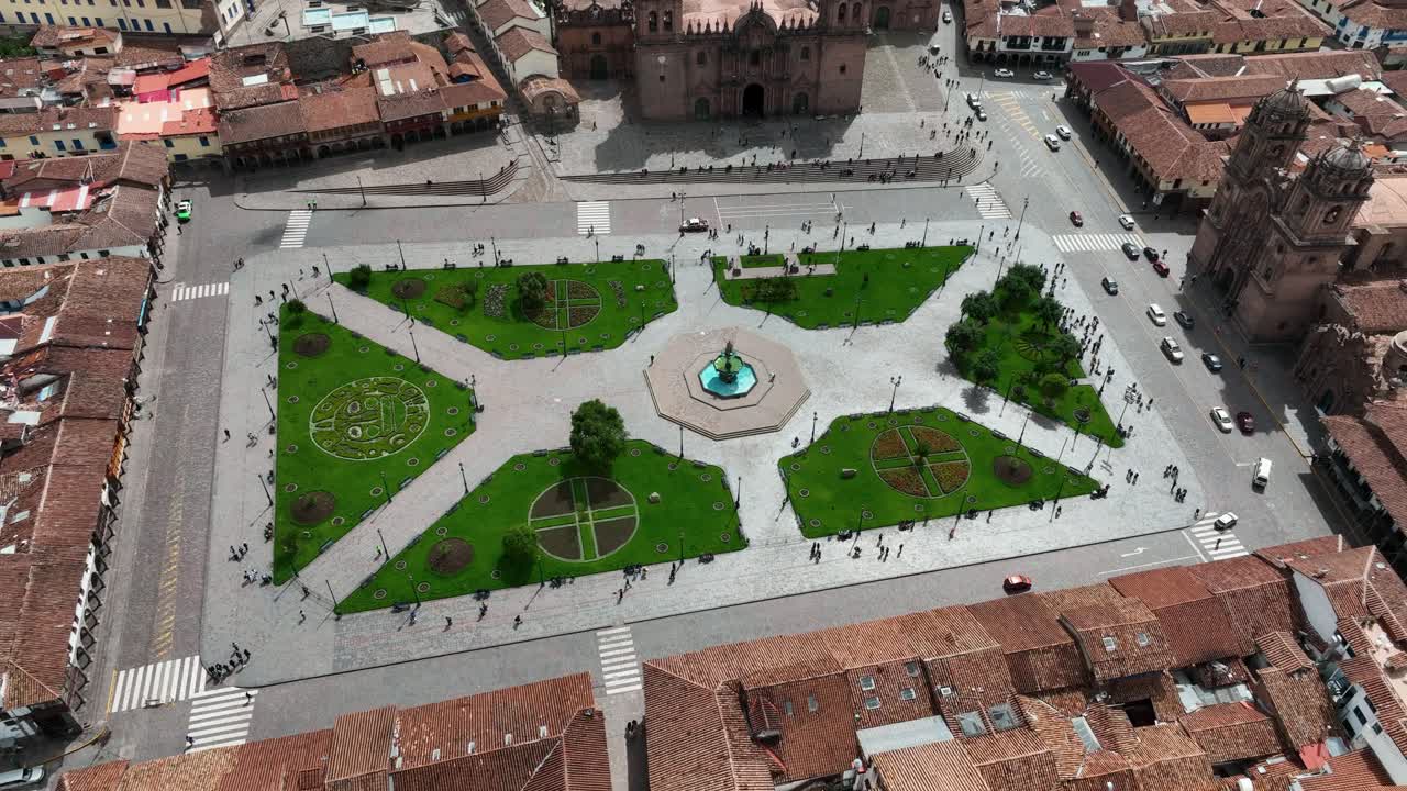 Establishing Aerial Fly Drone View of Cusco Peru