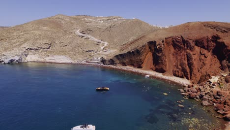 aerial view of red beach in santorini, greece