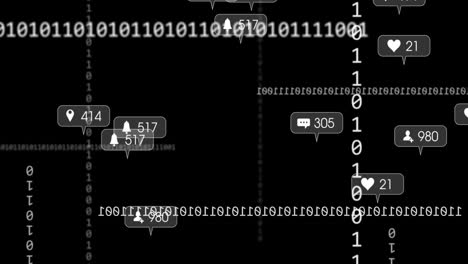 Animation-of-binary-coding,-icons-and-data-processing