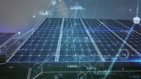 animation of network connection with solar panels