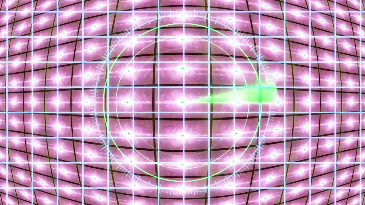 HUD panel with a radar grid and a moving background. Motion graphics