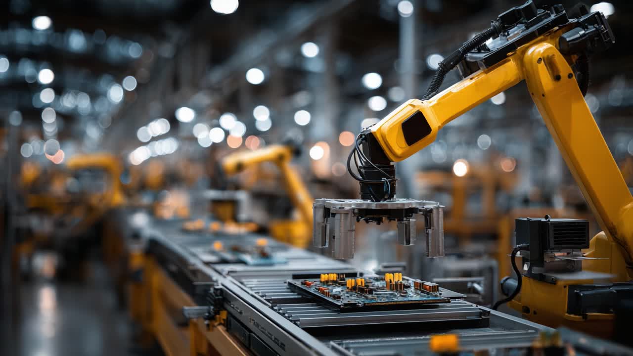 Advanced Robotics in Manufacturing: An Automated Production Line Utilizing Industrial Robots for Precision Assembly of Electronics and Circuit Boards
