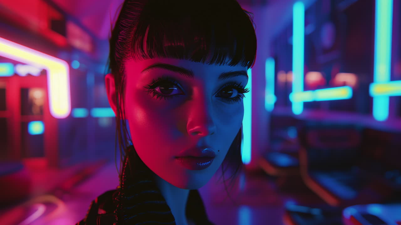 technology female with Vr headset in made with AI