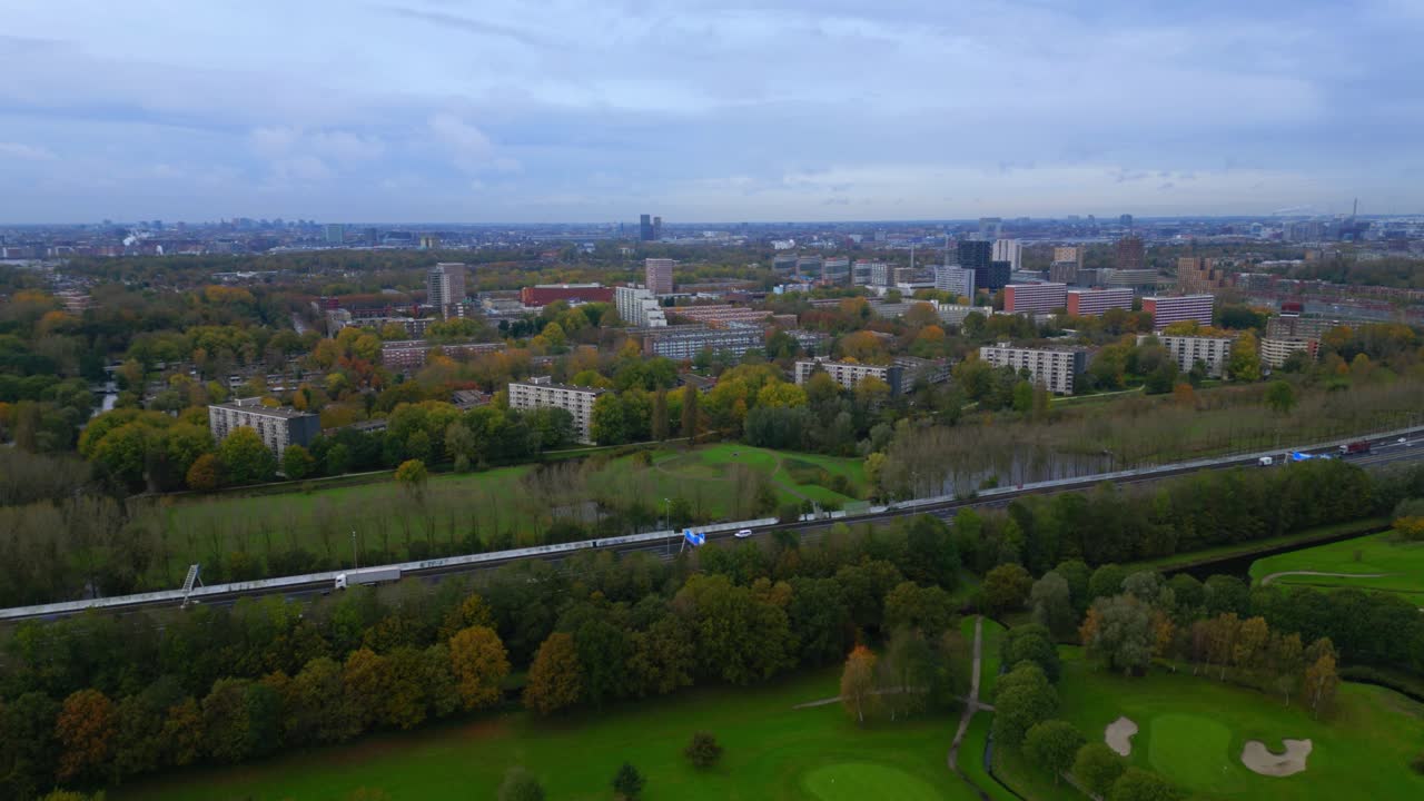 a10 링 로드 고속도로 삼각대 모드로 암스테르담 북쪽의 항공 전망