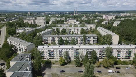 soviet apartment blocks and a factory labor residential district in the baltics