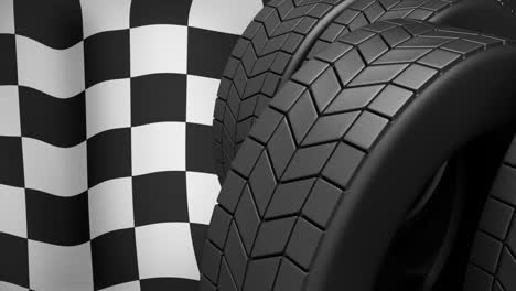 animation of tyres over finishing line