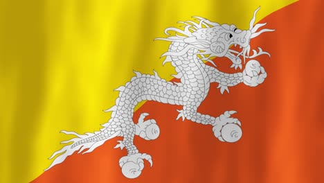 bhutan flag country animation 3d symbol design waving in wind movement national patriotism world culture emblem banner south asia yellow orange white dragon
