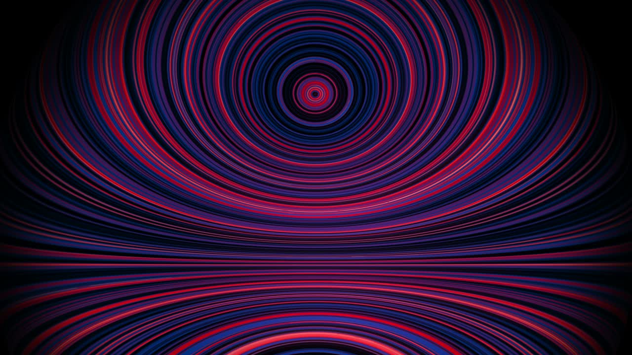 Concentric circles. Spherical abstract animation. Fish-eye lens distortion.