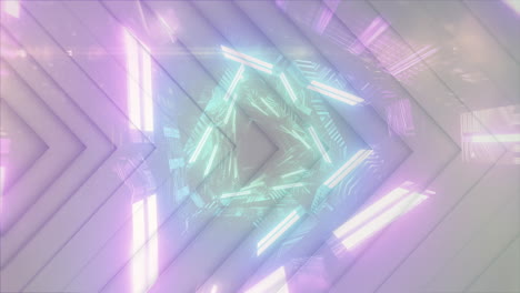 animación de triángulos blancos sobre el túnel digital