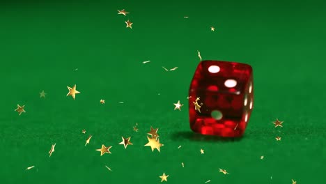 animation of moving stars over dices on green board