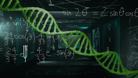 Animation of dna strand over mathematical equations