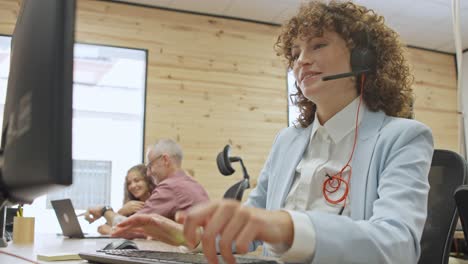 woman working in a call center with a headset