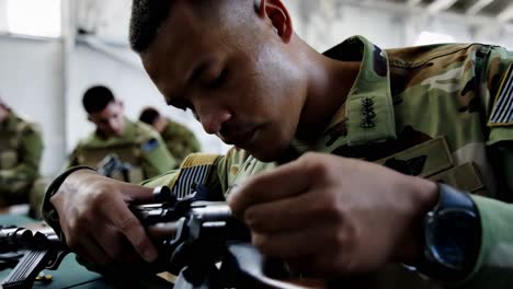 military soldier training and weapon maintenance