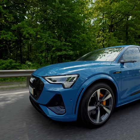 audi electric luxury suv. presentation of the new audi electric car on road