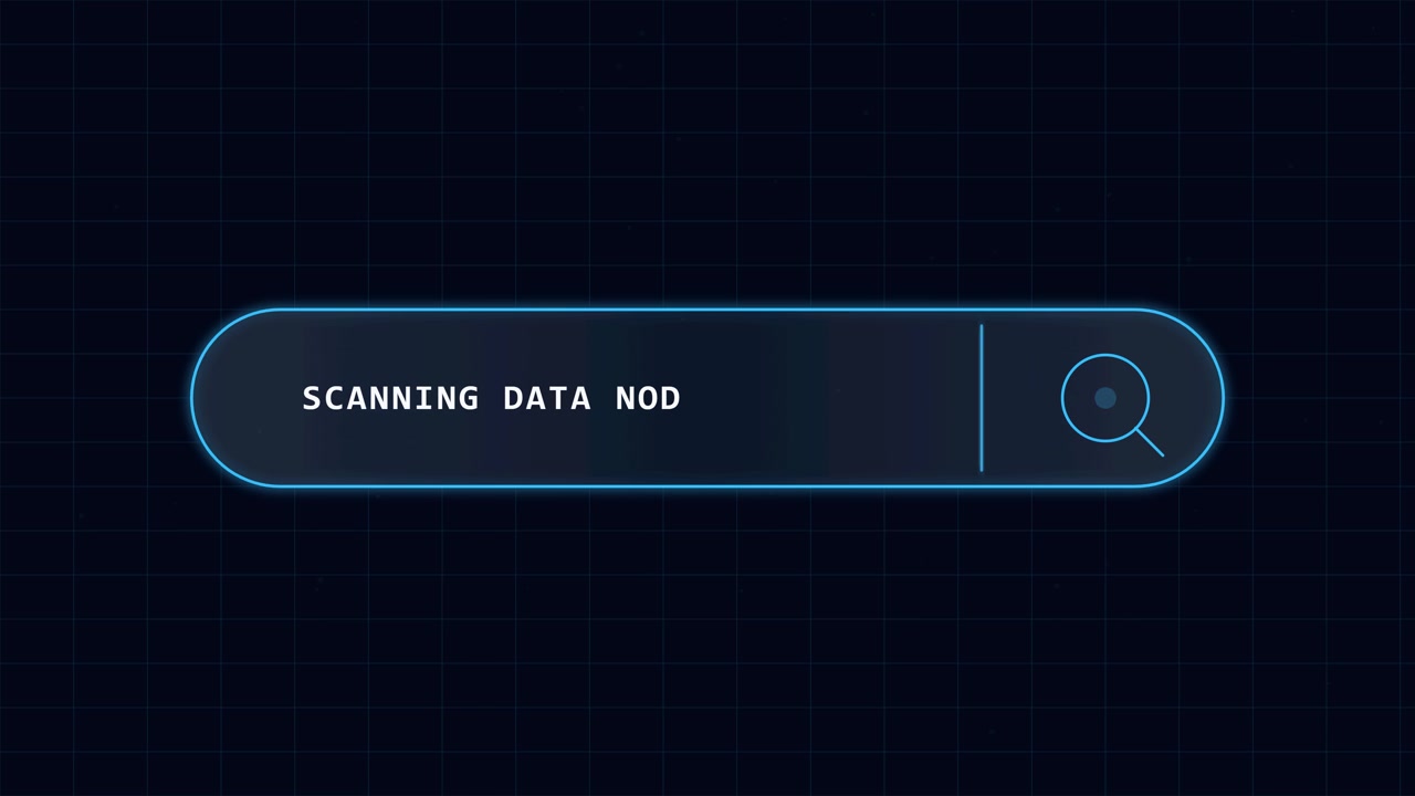 Digital Search Bar Scanning Data Nodes Animation