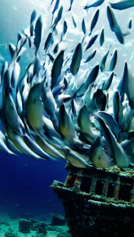 School of Fish Around a Shipwreck